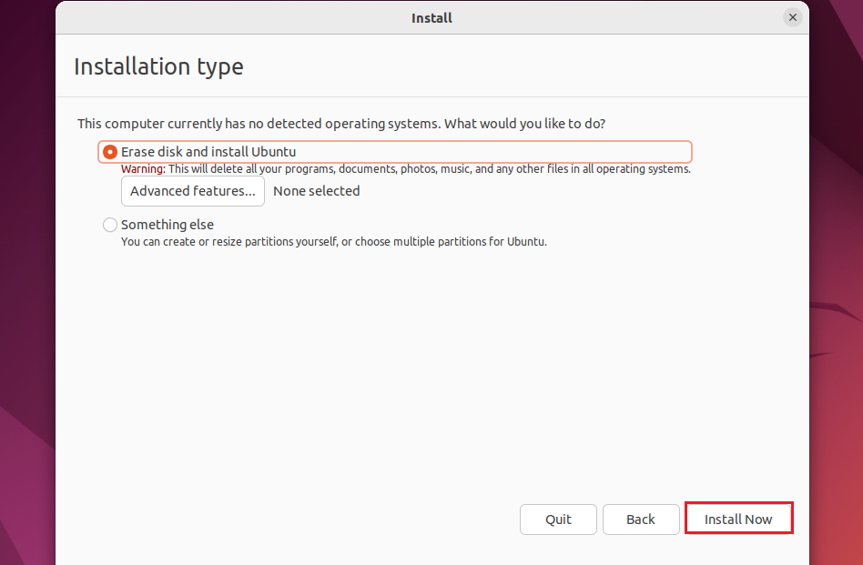 Erase Disk and Initiate Installation
