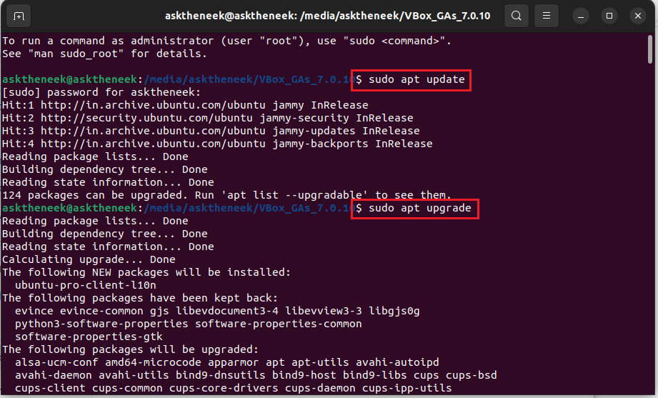 sudo apt update