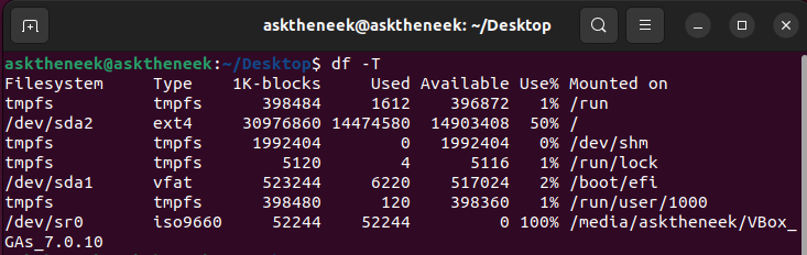 Check Linux File System Type