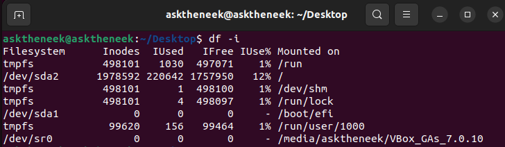 List the Inodes Information for All File Systems