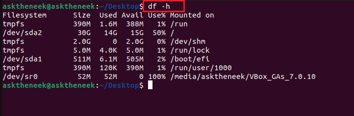 Show Disk Space Usage in Human Readable Format