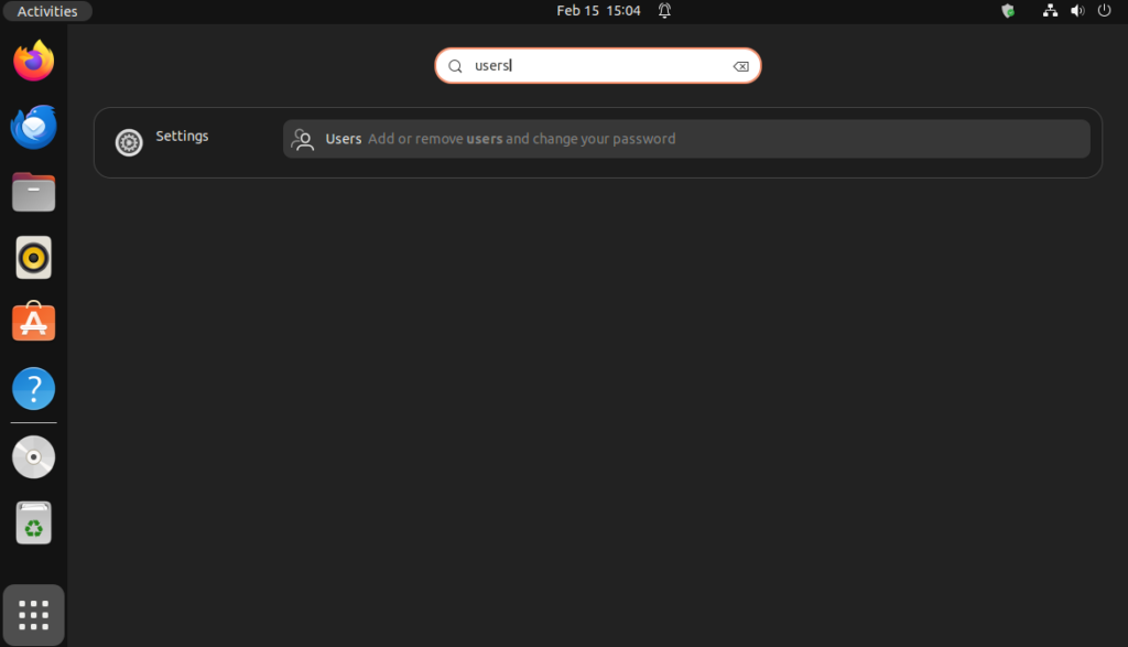 Type Users in the search bar